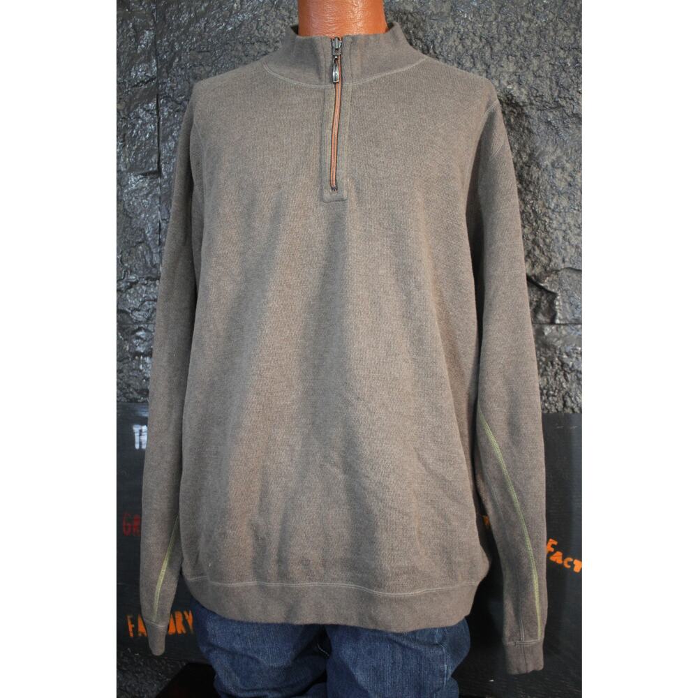 Tommy Bahama Men’s XXL 100% Cotton Quarter-Zip Pullover – Taupe Brown